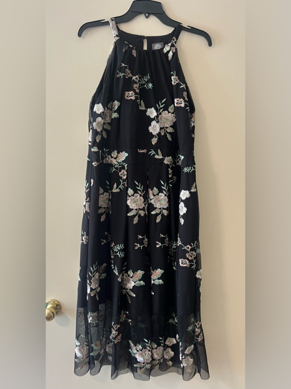 Vince Camuto Black Floral Embroidered Mesh Dress Whimsy Goth festival size 14